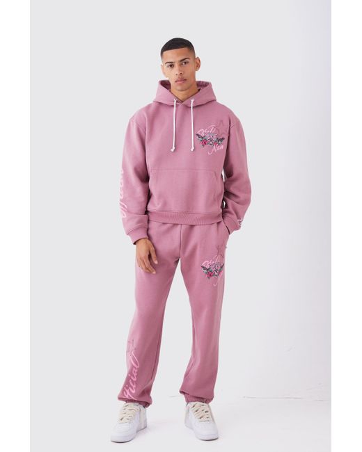 BoohooMAN Pink Oversized Boxy Tiger Print Tracksuit for men