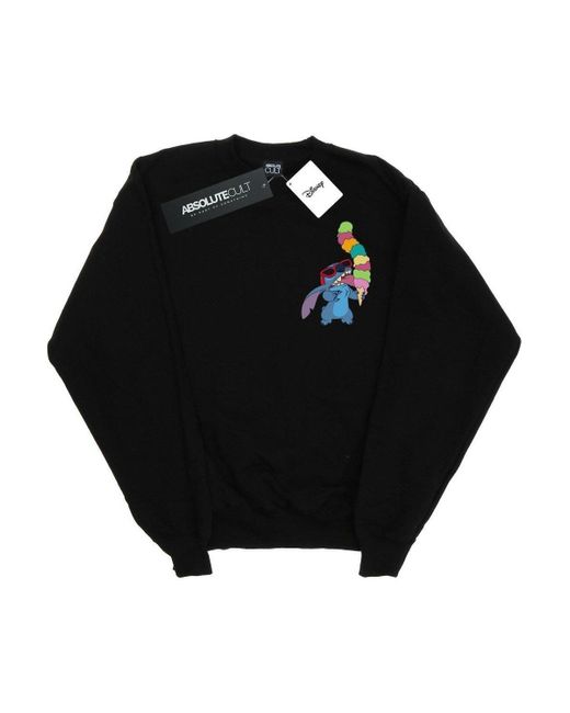 BoohooMAN Black Disney Lilo And Stitch Guitar Sweatshirt for men