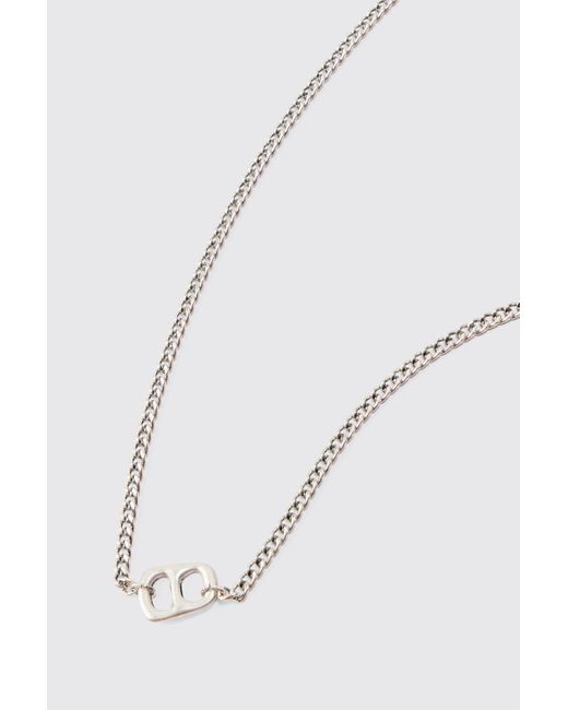 BoohooMAN White Chain Detail Pendant Necklace In Silver for men