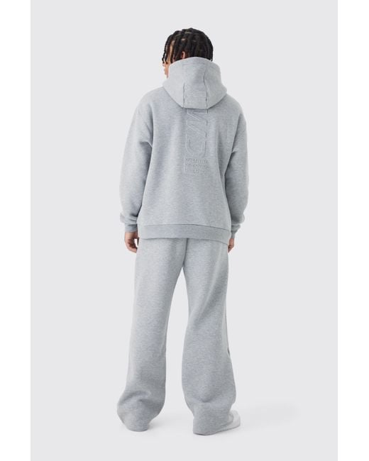 BoohooMAN Geprägte Worldwide Jogginghose mit weitem Bein in Gray für Herren