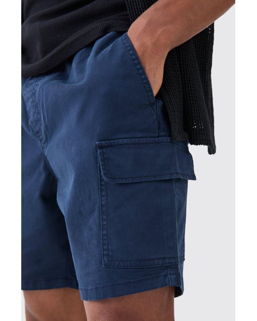 BoohooMAN Blue Slim Fit Cargo Shorts for men