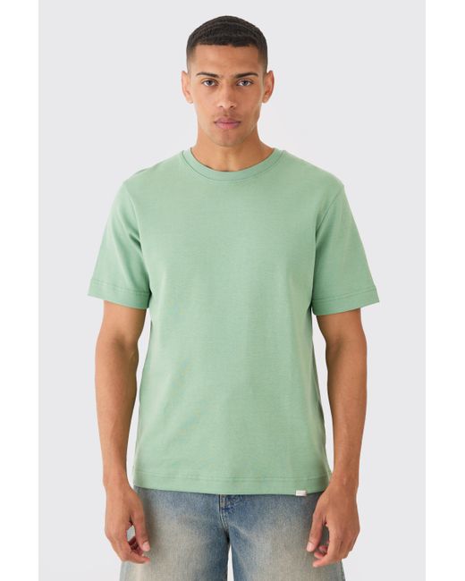 BoohooMAN Core Fit Heavy Interlock T-shirt in Green für Herren