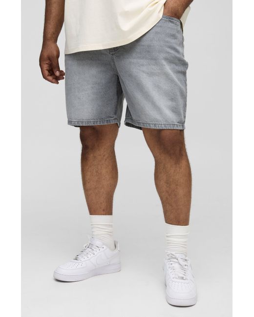 BoohooMAN Plus lockere Jeansshorts in Gray für Herren