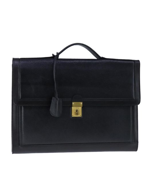 BoohooMAN Bally Preloved Leather Briefcase Business Style - Black for men