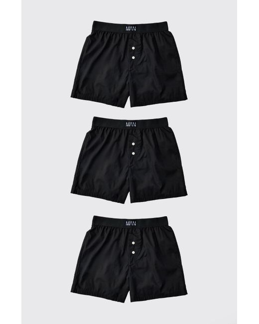 BoohooMAN Black 3 Pack Original Man Woven Boxer Shorts for men