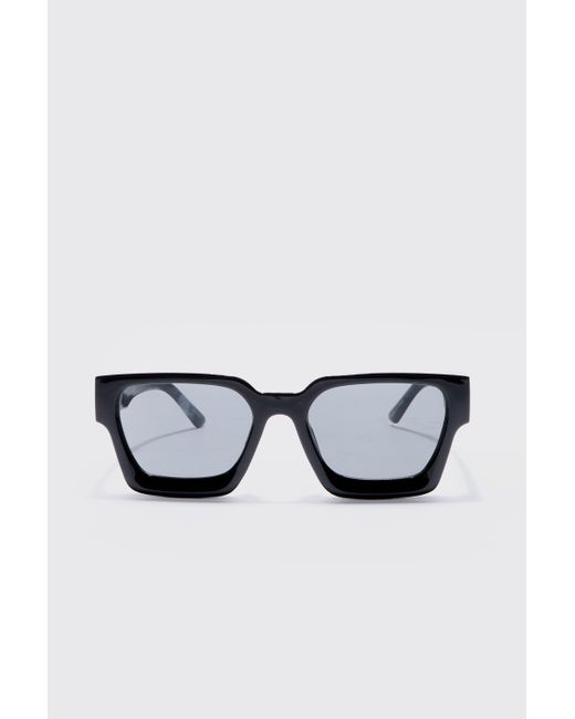 BoohooMAN White Plastic Retro Sunglasses In Black for men