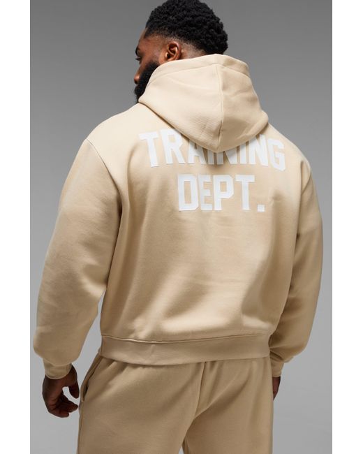 BoohooMAN Natural Man Active Training Dept Oversized Boxy Hoodie for men