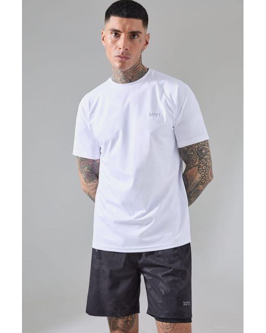 BoohooMAN White Tall Active Camo Raglan Performance T-shirt for men