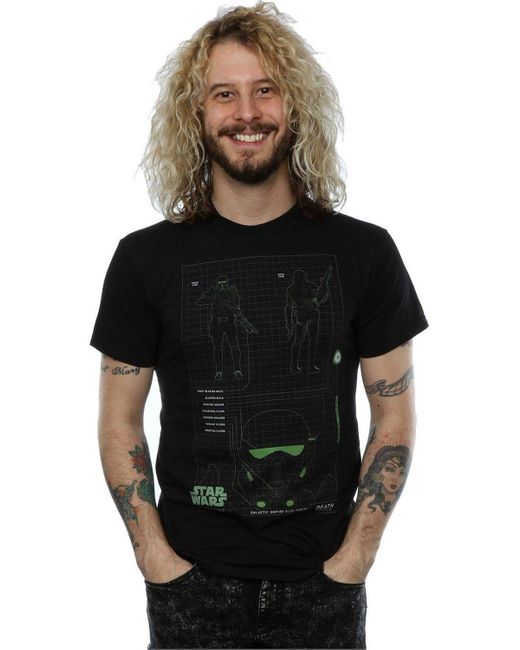 BoohooMAN Black Star Wars Rogue One Death Trooper Schematic T-shirt for men