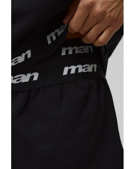 Chándal Oversize Recto Con Pantalón Corto Y Cintura Elástica Doble Man Boohoo de color Black