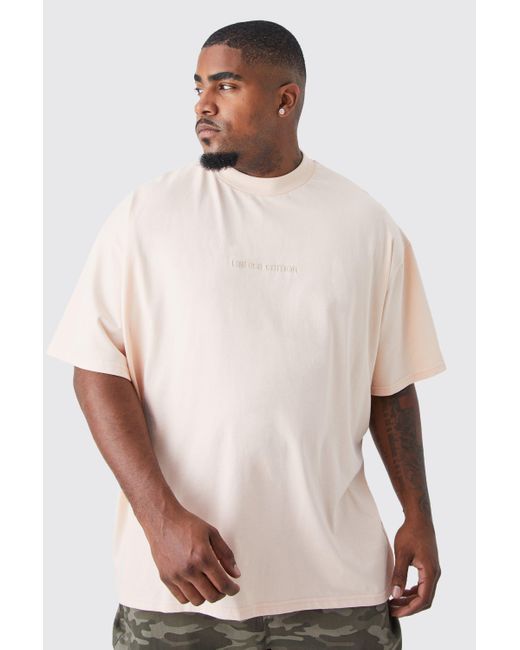 Boohoo Plus Oversized Heavyweight Extended Neck T-shirt in Natural