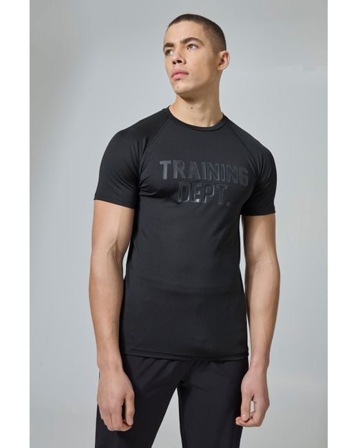 BoohooMAN Black Active Training Dept Muscle Fit T-shirt for men
