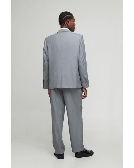 BoohooMAN Relaxed Fit Crease Front Pants in Gray for Men Lyst