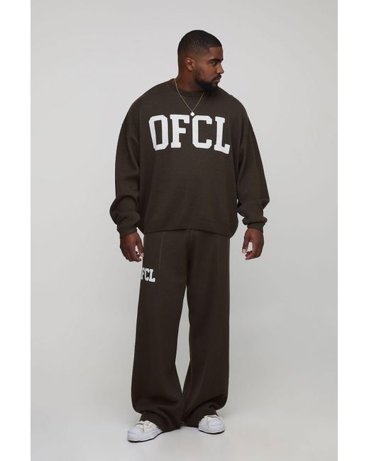 BoohooMAN Black Plus Ofcl Knitted Oversized Sweat & Jogger Tracksuit for men