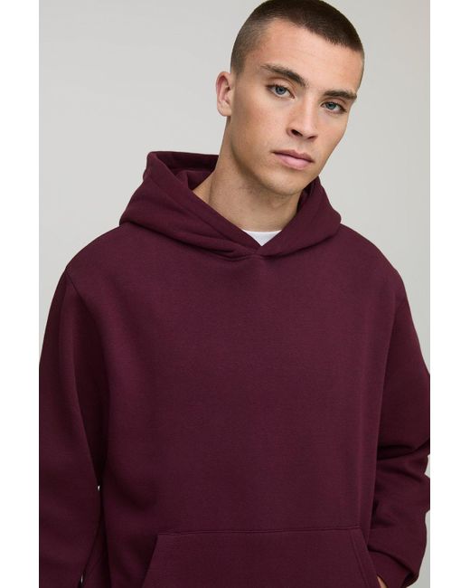 Basic Regular Fit Over The Head Hoodie Boohoo de color Purple