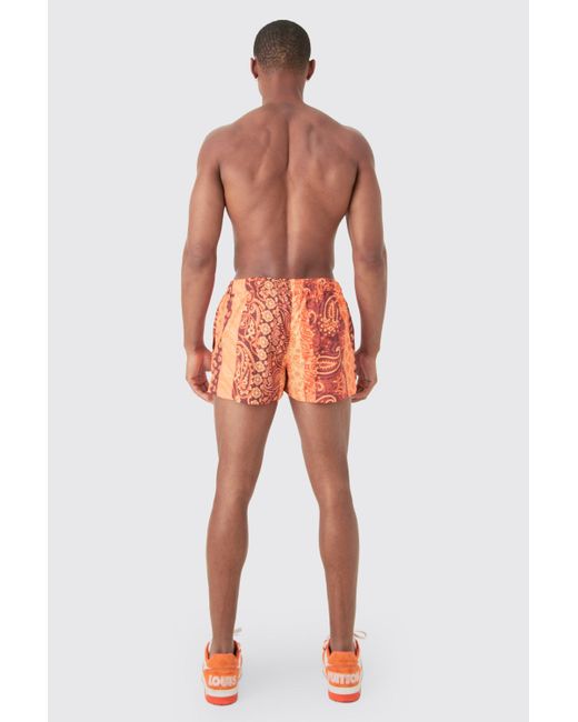 BoohooMAN Orange Super Short Bandana Swim Short for men