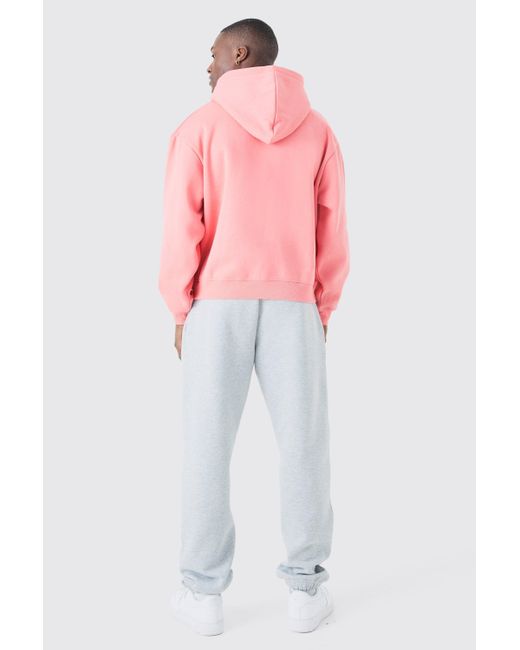 BoohooMAN Pink Oversized Boxy Zip Through Hoodie for men
