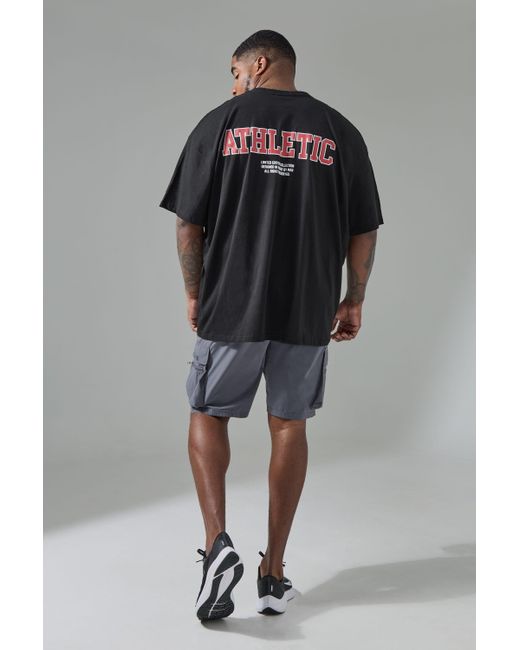 BoohooMAN Gray Plus Active Oversized Athletic Back Print T-shirt for men