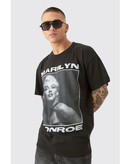 BoohooMAN Black Oversized Marilyn M License T-shirt for men