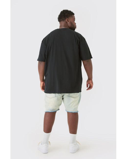 BoohooMAN Black Plus Ice Blue Wash Straight Fit Short for men