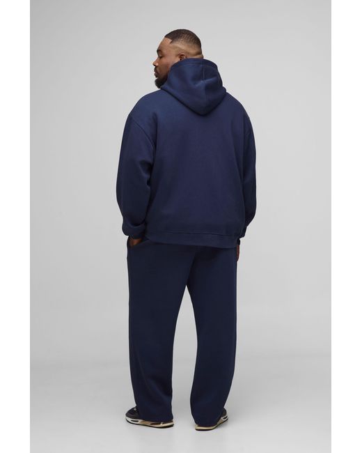 BoohooMAN Blue Plus Basic Oversized Zip Through Hoodie for men