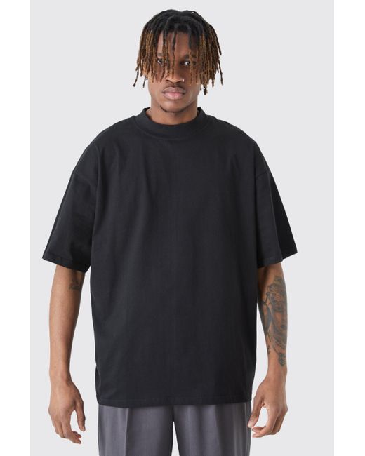 BoohooMAN Black Tall Oversized Extended Neck T-shirt for men