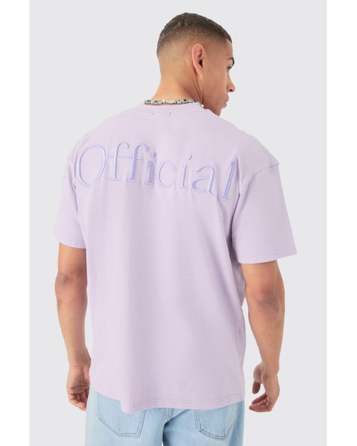 BoohooMAN Purple Oversized Extended Neck Heavyweight Official T-shirt for men