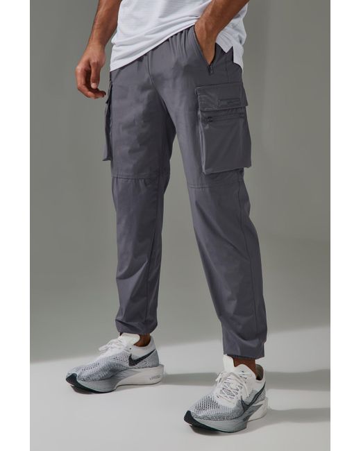 Boohoo Gray Active Cargo Cuffed Reg Fit Jogger