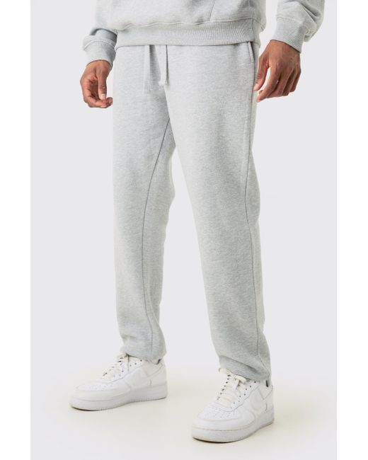 Tall Basic Slim Fit Jogger In Grey Marl Boohoo de color White