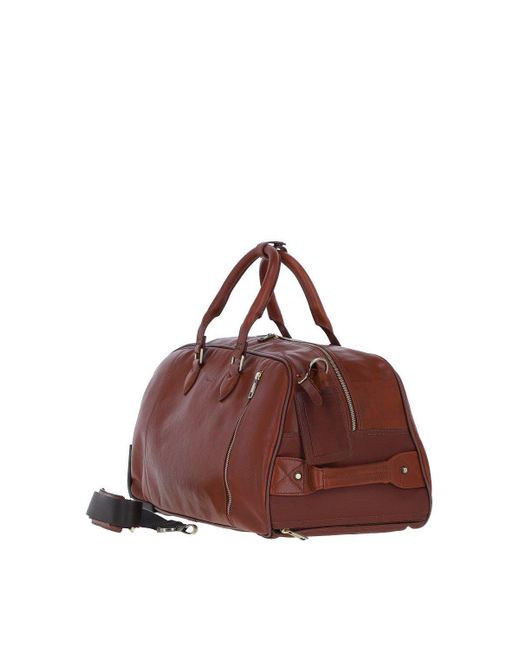 BoohooMAN Brown Ashwood Leather Luxurious Leather Wheeled Duffle Bag for men