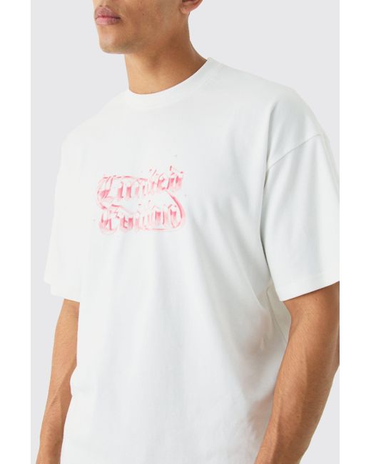 BoohooMAN White Oversized Interlock Limited Edition T-shirt for men