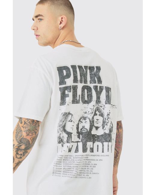 BoohooMAN White Oversized Pink Floyd Band License T-shirt for men