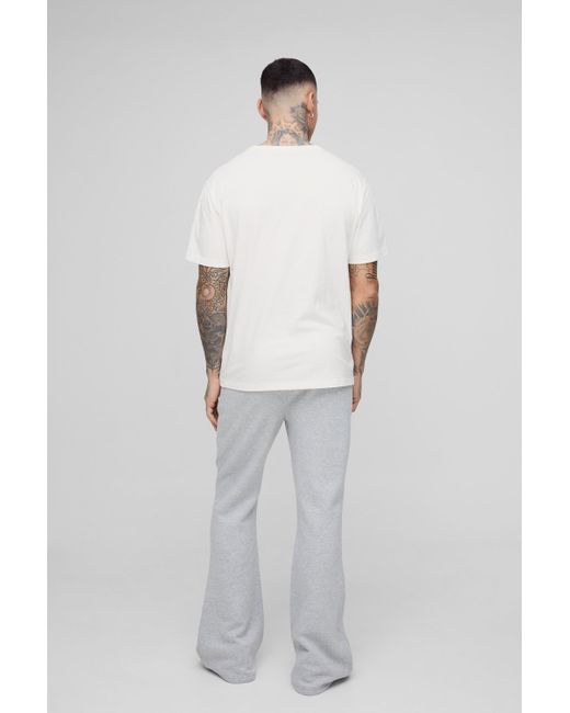 BoohooMAN Gray Tall Slim Extreme Flared Joggers for men