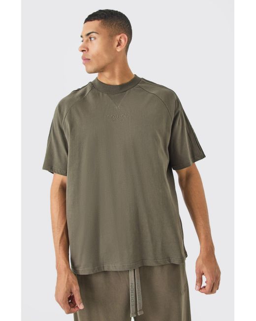 BoohooMAN Green Edition Oversized Heavyweight Pin Tuck T-shirt for men