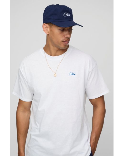 BoohooMAN Weißes Oversize T-Shirt mit Lake Como Print in White für Herren