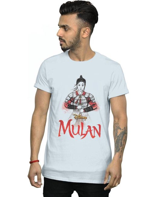 BoohooMAN White Disney Mulan Movie Sword Pose T-shirt for men