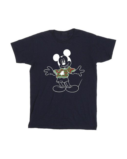 BoohooMAN Blue Disney Mickey Mouse Xmas Jumper T-shirt for men