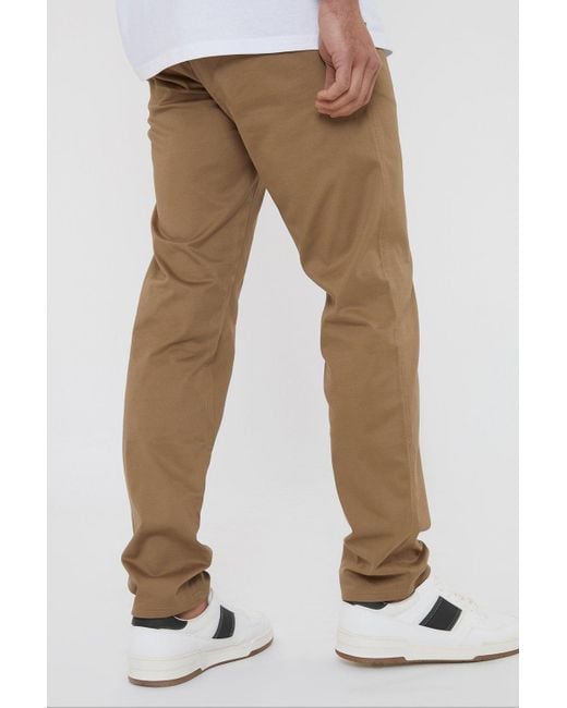 BoohooMAN Brown Threadbare 'laurito' Cotton Regular Fit Chino Trousers With Stretch for men