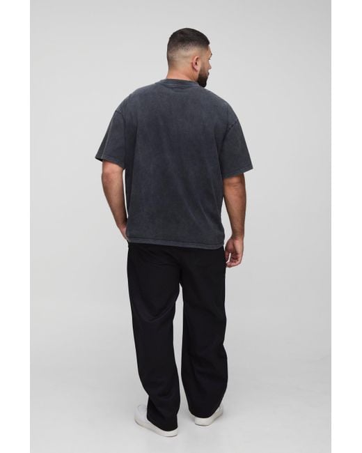 Boohoo Black Plus Fixed Waist Cross Applique Relaxed Pants