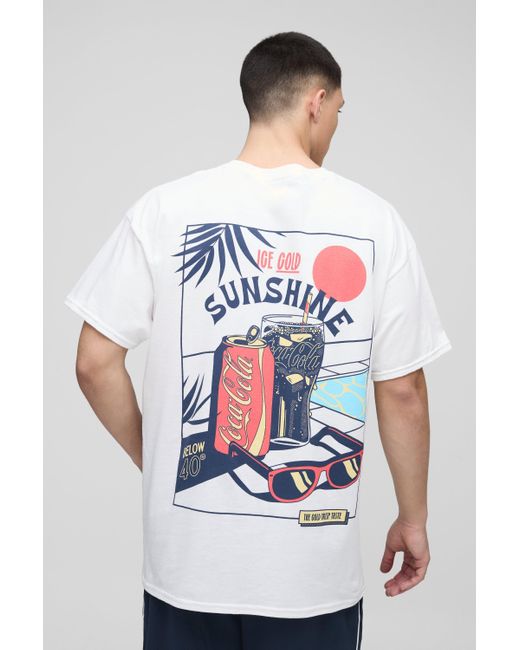 Boohoo White Oversized Coca Cola License Printed T-Shirt
