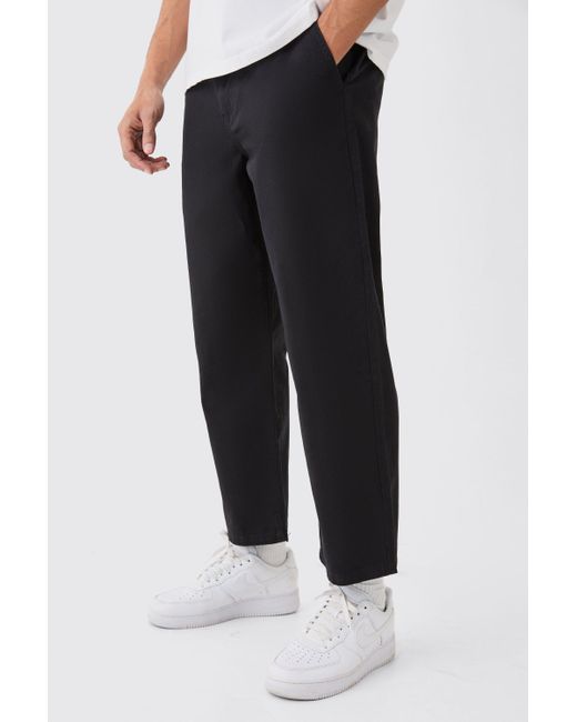BoohooMAN Black Fixed Waist Skate Cropped Chino Pants for men