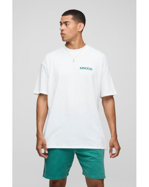 Conjunto Oversize De Pantalón Corto Y Camiseta Con Cuello Extendido Homme Boohoo de color Green