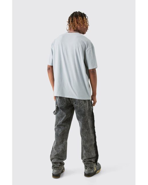 BoohooMAN Black Tall Grey Wash Straight Fit Carpenter Jean for men