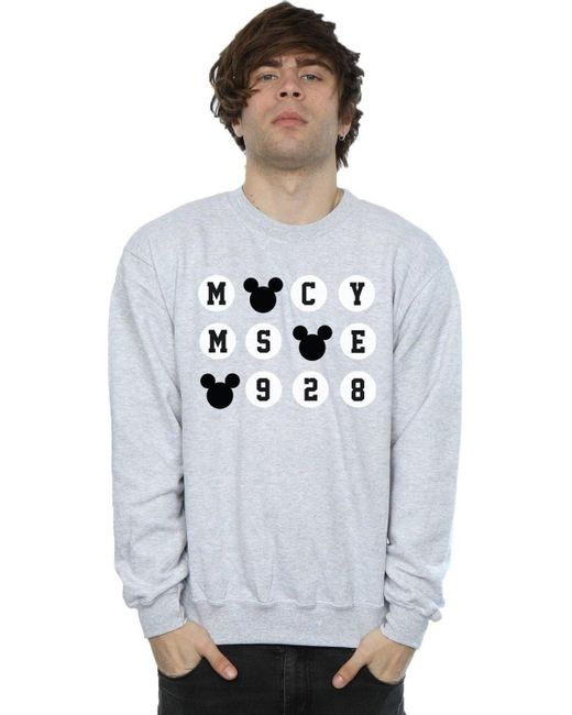 BoohooMAN Gray Disney Mickey Mouse 1928 Circles Sweatshirt for men