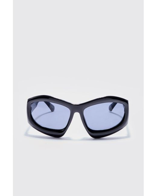 Boohoo Blue Chunky Plastic Sunglasses In Black