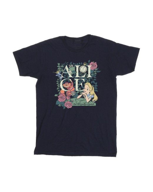 BoohooMAN Blue Disney Alice In Wonderland Leafy Garden T-shirt for men