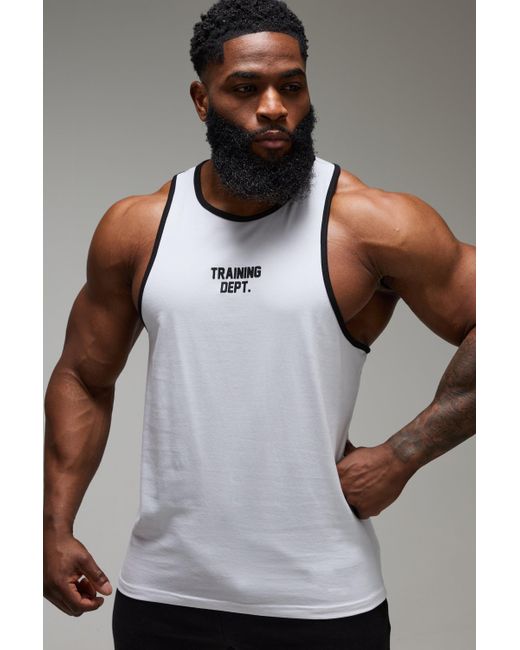 BoohooMAN Black Man Active Training Dept Regular Fit Ringer Stringer Vest for men