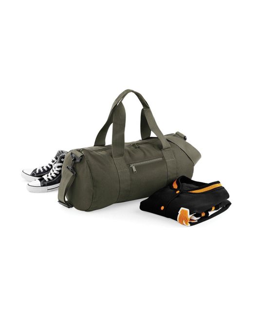 BoohooMAN Green Bagbase Plain Varsity Barrel Duffle Bag (20 Litres) for men