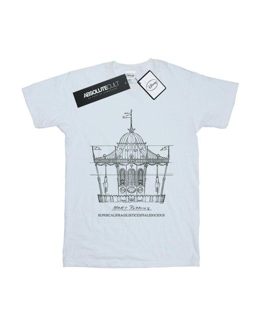 BoohooMAN White Disney Mary Poppins Carousel Sketch T-shirt for men