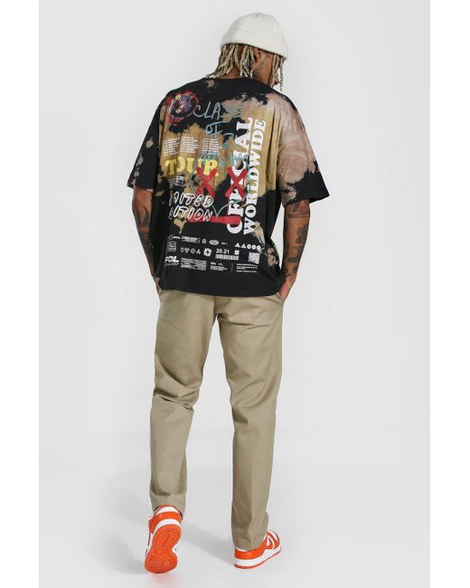 BoohooMAN Denim Oversized Flame Drip 